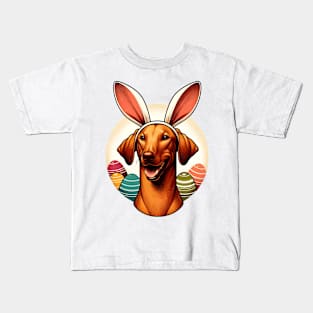 Pharaoh Hound Celebrates Easter with Bunny Ears Kids T-Shirt